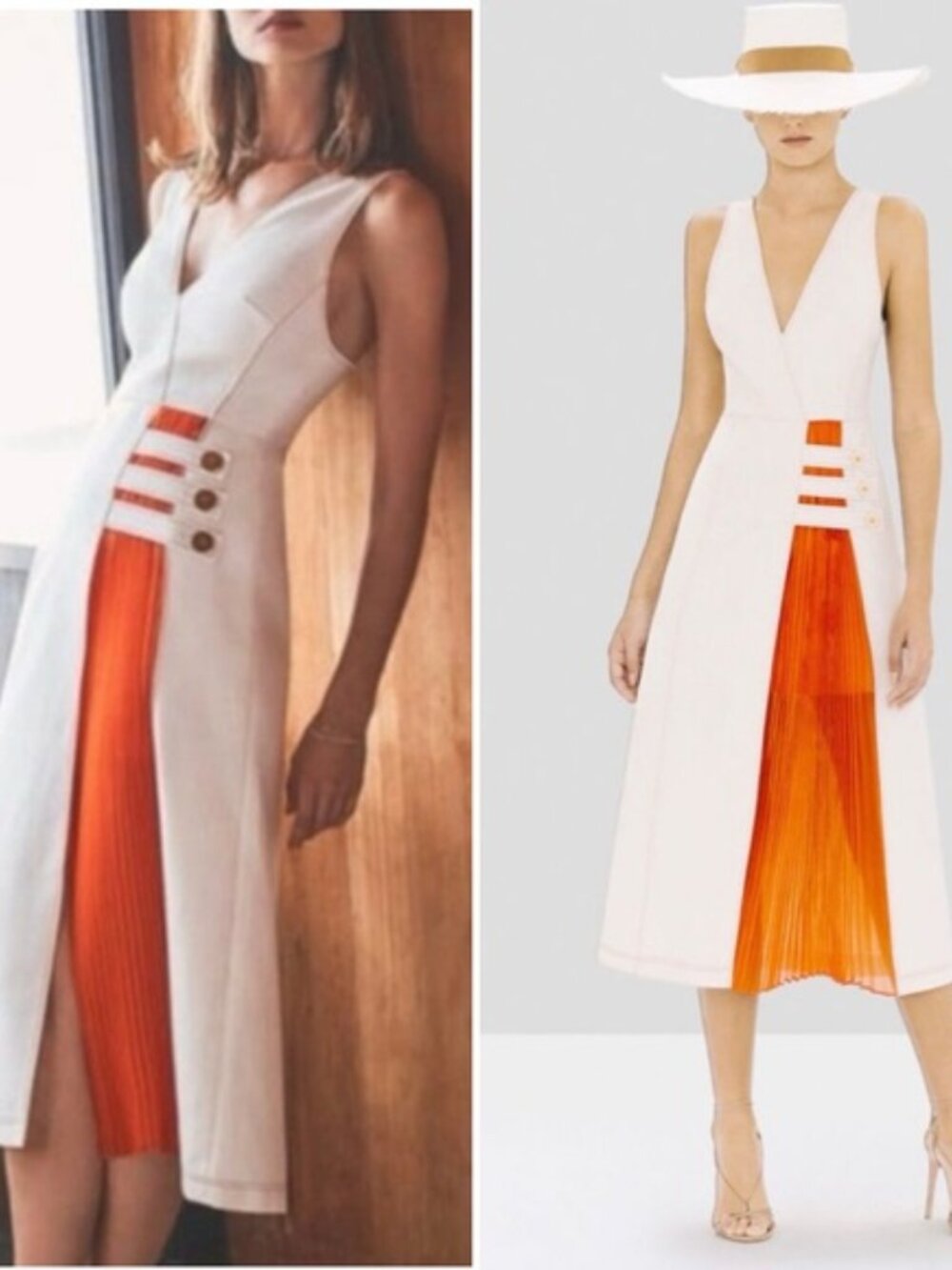 NWT Alexis Ilan Cream and Orange-ish Asymmetrical Dress